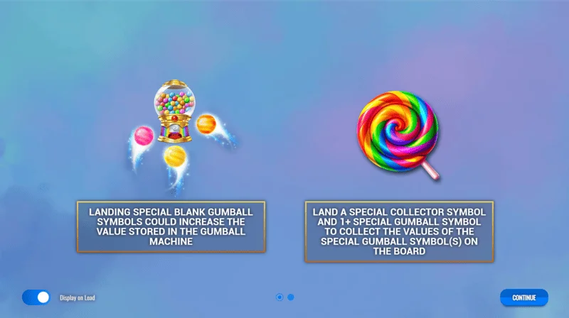 Sweet Candy Cash Stash - menu principale e impostazioni dello slot